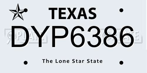 DYP6386 Texas License Plate