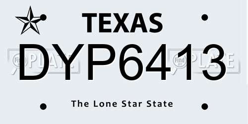 DYP6413 Texas License Plate