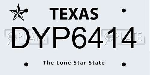 DYP6414 Texas License Plate