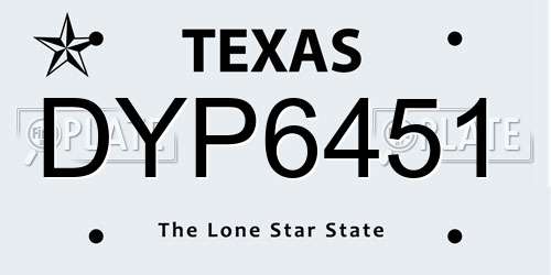 DYP6451 Texas License Plate