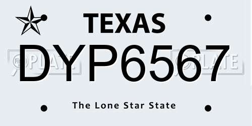 DYP6567 Texas License Plate