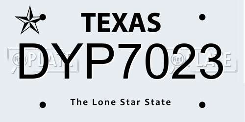 DYP7023 Texas License Plate