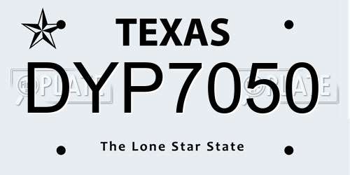 DYP7050 Texas License Plate