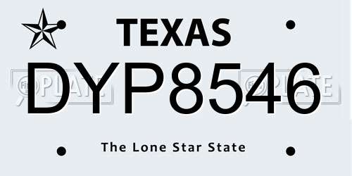 DYP8546 Texas License Plate
