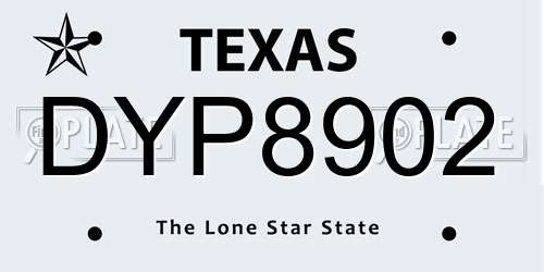DYP8902 Texas License Plate