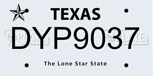 DYP9037 Texas License Plate
