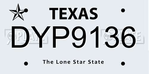 DYP9136 Texas License Plate