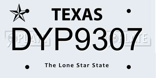 DYP9307 Texas License Plate