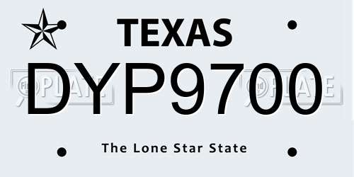 DYP9700 Texas License Plate