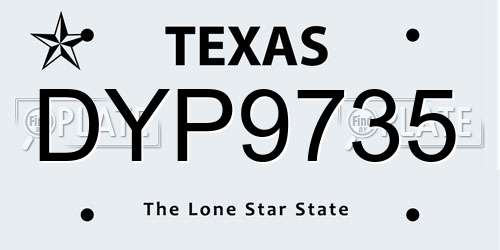 DYP9735 Texas License Plate