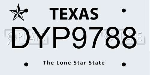 DYP9788 Texas License Plate