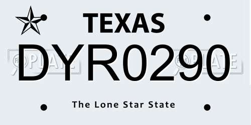 DYR0290 Texas License Plate