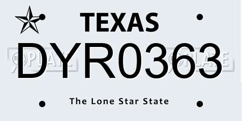 DYR0363 Texas License Plate