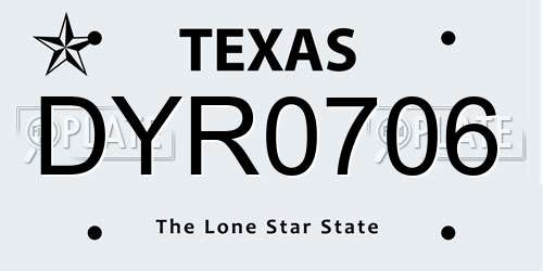DYR0706 Texas License Plate