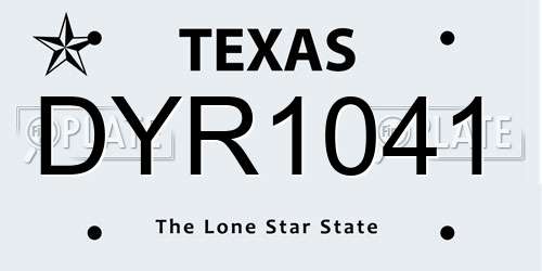 DYR1041 Texas License Plate