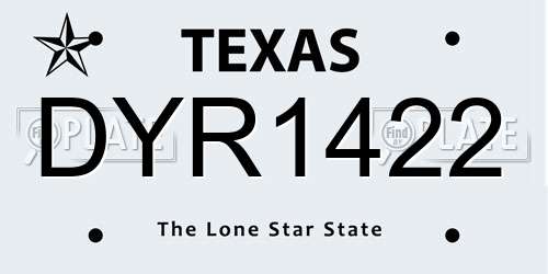 DYR1422 Texas License Plate
