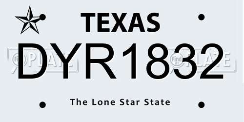 DYR1832 Texas License Plate