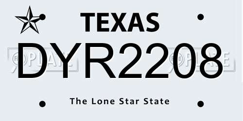 DYR2208 Texas License Plate