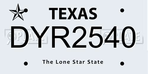 DYR2540 Texas License Plate