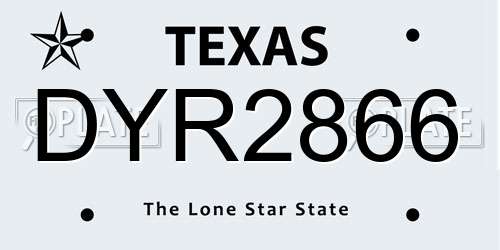 DYR2866 Texas License Plate