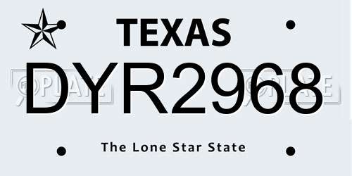 DYR2968 Texas License Plate