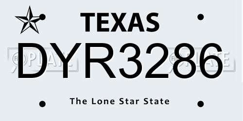 DYR3286 Texas License Plate