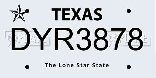 DYR3878 Texas License Plate