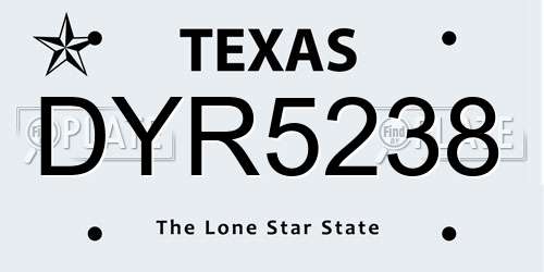 DYR5238 Texas License Plate