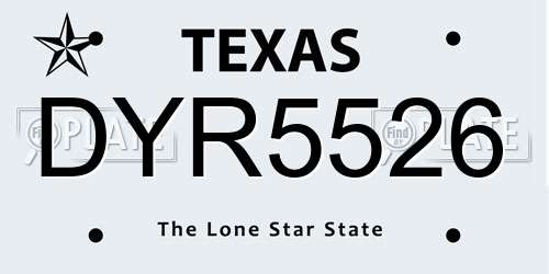 DYR5526 Texas License Plate