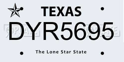DYR5695 Texas License Plate