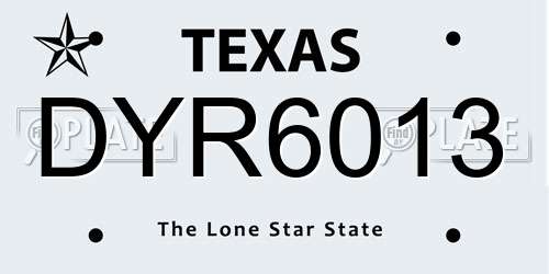 DYR6013 Texas License Plate