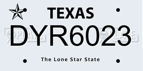 DYR6023 Texas License Plate