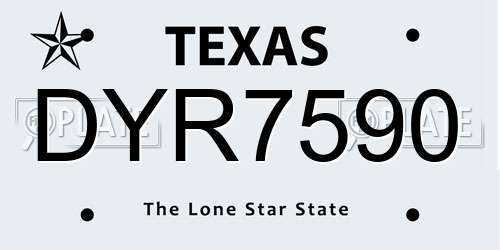 DYR7590 Texas License Plate