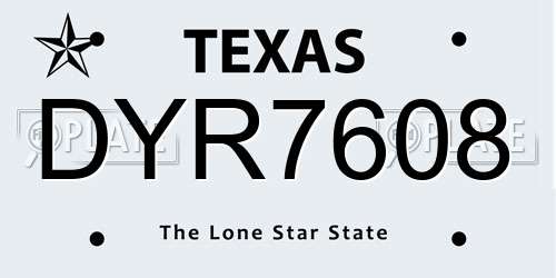 DYR7608 Texas License Plate