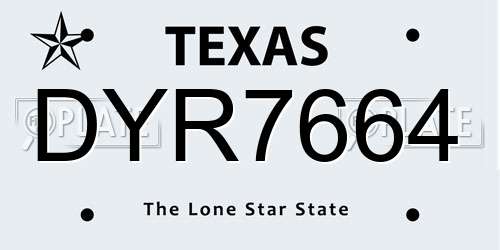 DYR7664 Texas License Plate