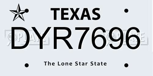 DYR7696 Texas License Plate
