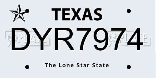 DYR7974 Texas License Plate