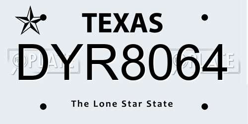 DYR8064 Texas License Plate
