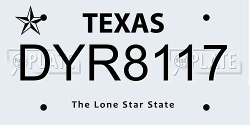 DYR8117 Texas License Plate