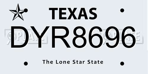 DYR8696 Texas License Plate