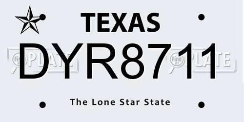 DYR8711 Texas License Plate