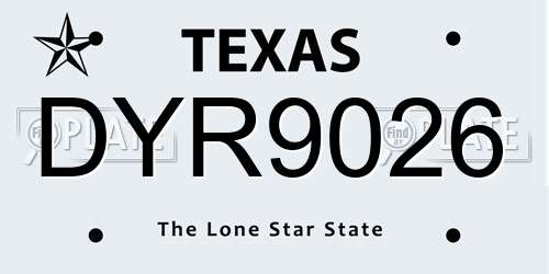 DYR9026 Texas License Plate