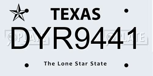 DYR9441 Texas License Plate