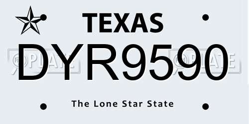 DYR9590 Texas License Plate