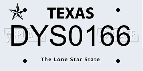DYS0166 Texas License Plate