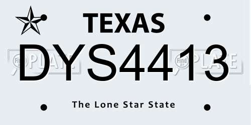 DYS4413 Texas License Plate