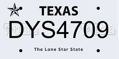 DYS4709 Texas License Plate