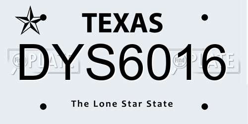 DYS6016 Texas License Plate