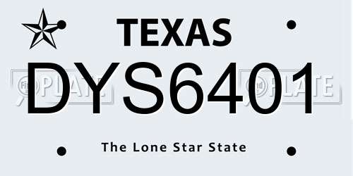 DYS6401 Texas License Plate