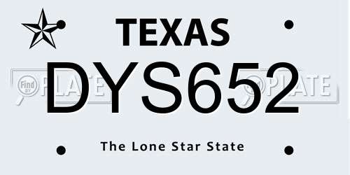 DYS652 Texas License Plate